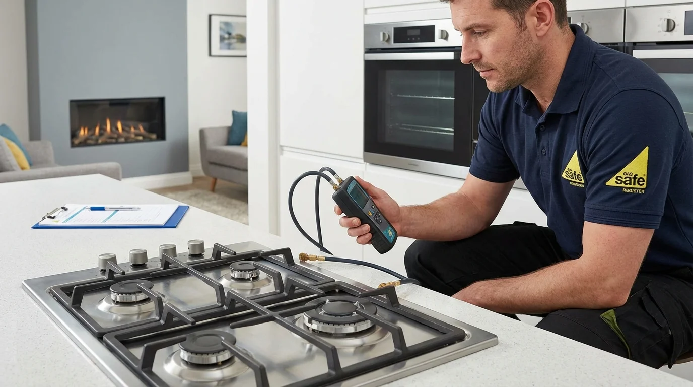 Engineer installing a gas appliance