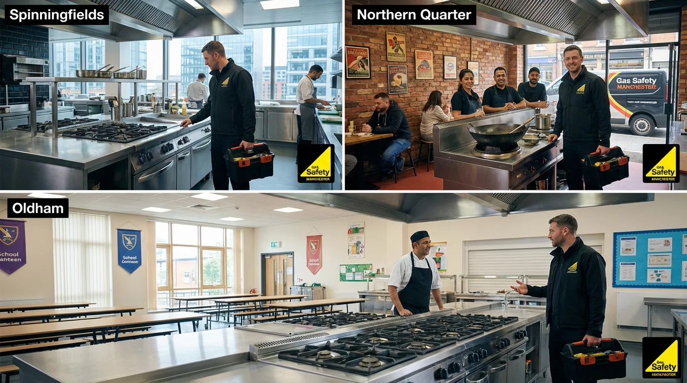 Montage of different commercial catering businesses like takeaways and hotels